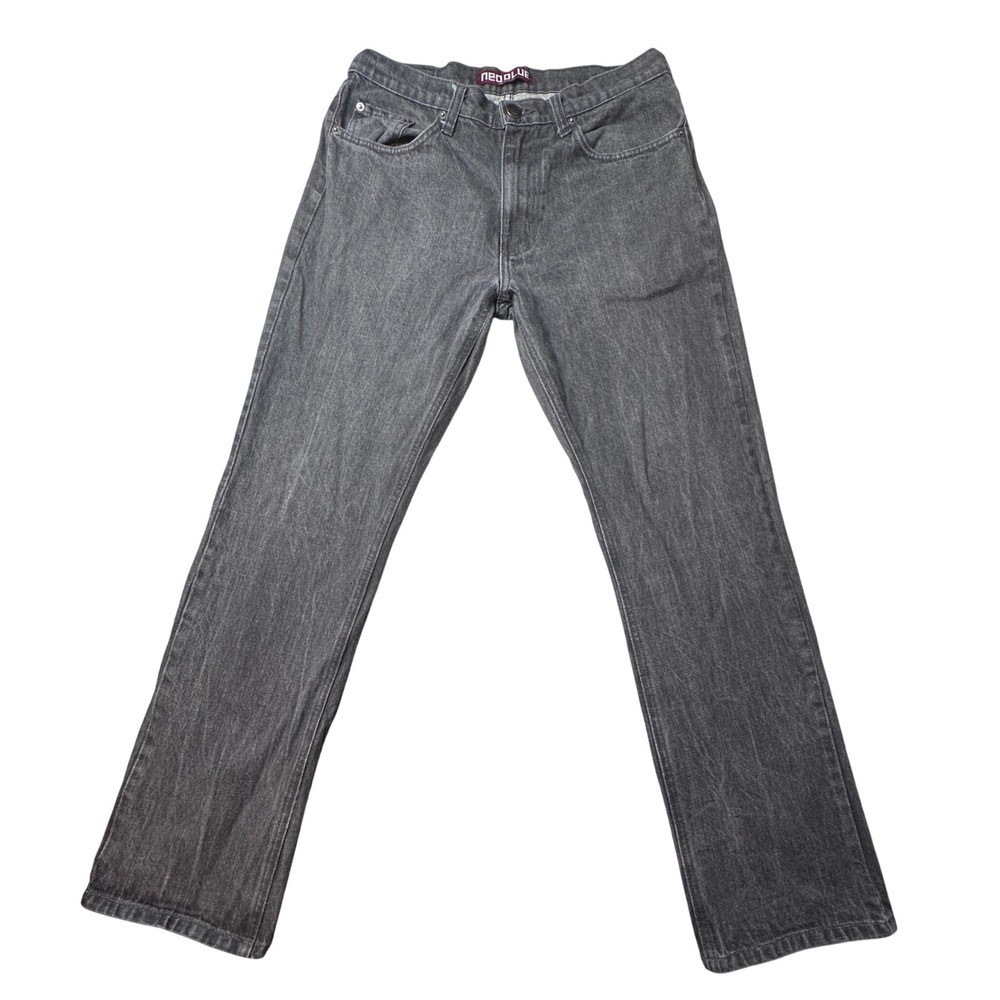 Vintage Neo Blue Jeans Mens 32x29 Gray Straight Leg 100% Cotton Denim‎ USA Y2K